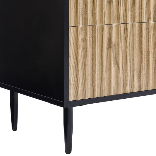 Evie 5 Drawer Chest - Black/Wood Effect - DUSK