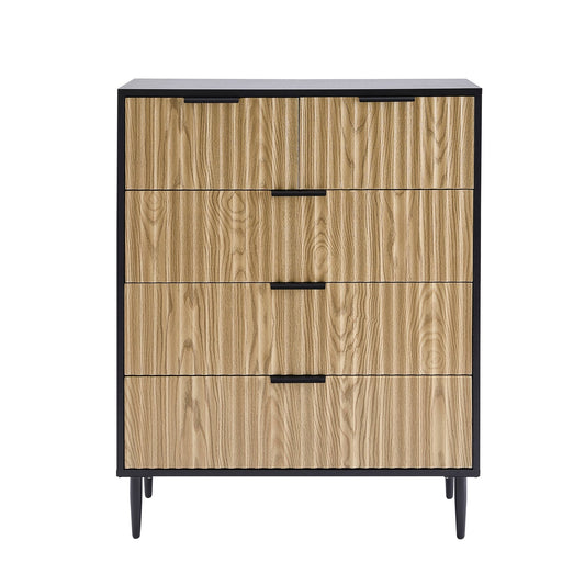 Evie 5 Drawer Chest - Black/Wood Effect - DUSK