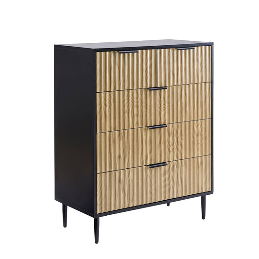 Evie 5 Drawer Chest - Black/Wood Effect - DUSK