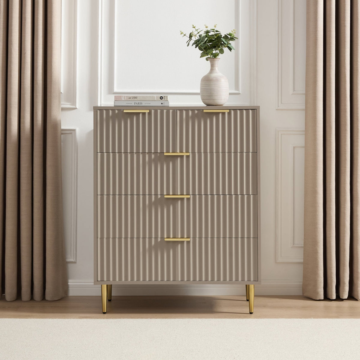Evie 5 Drawer Chest - Taupe - DUSK