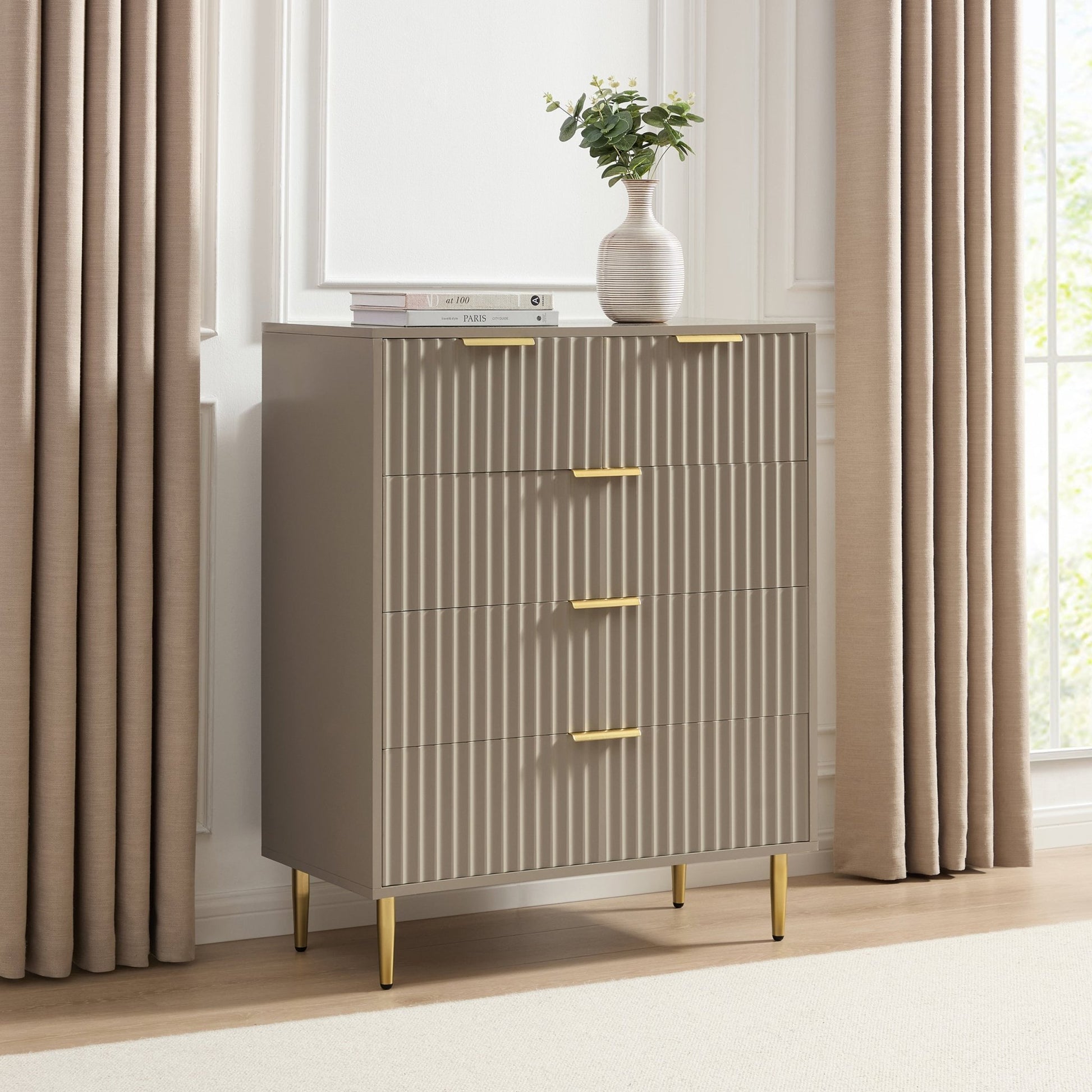 Evie 5 Drawer Chest - Taupe - DUSK