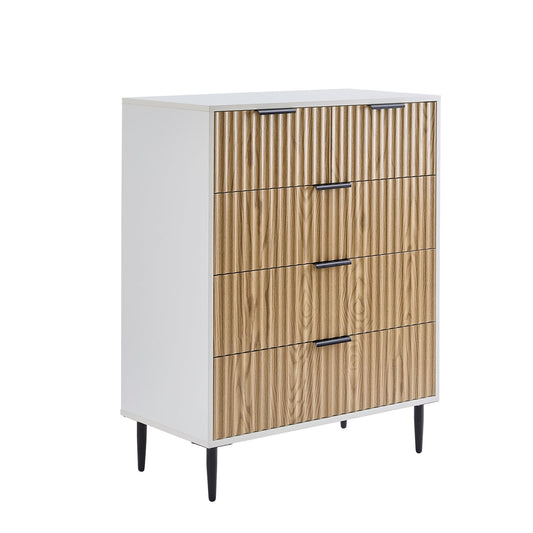 Evie 5 Drawer Chest - White/Wood Effect - DUSK