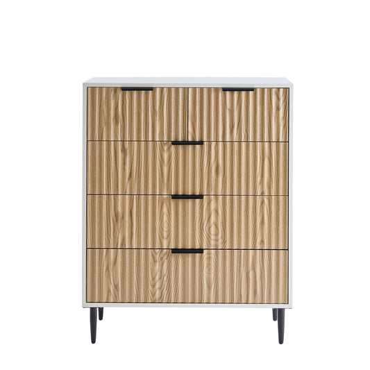 Evie 5 Drawer Chest - White/Wood Effect - DUSK