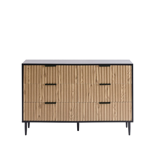 Evie 6 Drawer Chest - Black/Wood Effect - DUSK