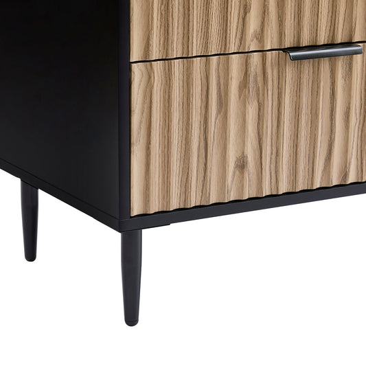 Evie 6 Drawer Chest - Black/Wood Effect - DUSK