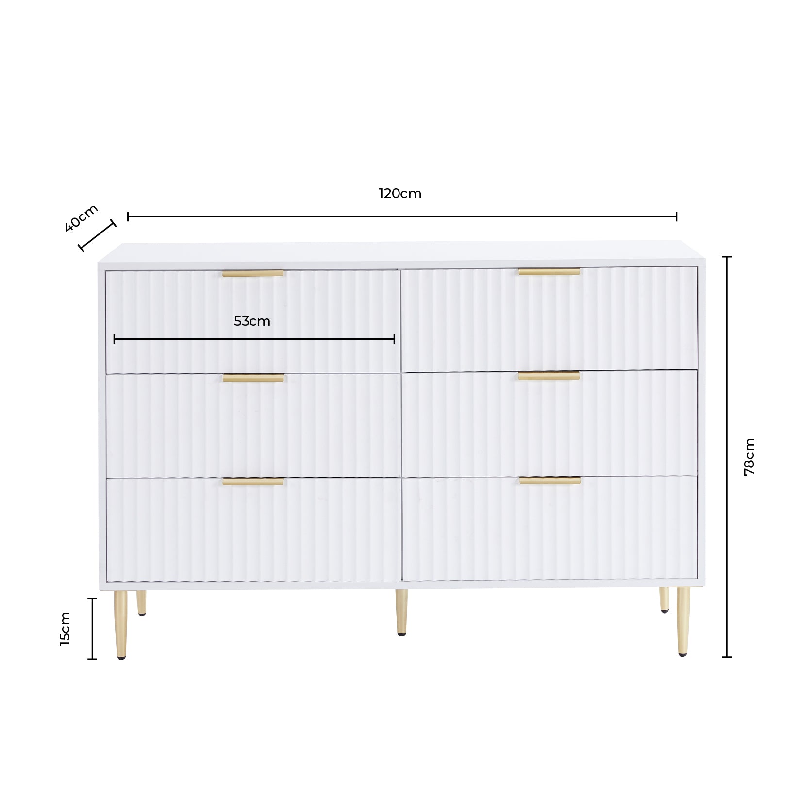 Evie 6 Drawer Chest - Warm White - DUSK