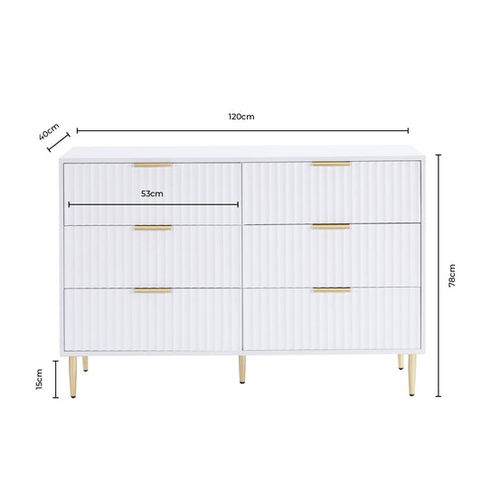 Evie 6 Drawer Chest - Warm White - DUSK