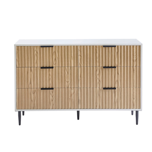 Evie 6 Drawer Chest - White/Wood Effect - DUSK