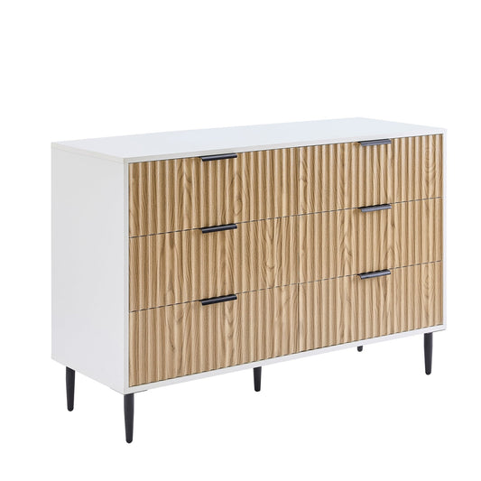 Evie 6 Drawer Chest - White/Wood Effect - DUSK