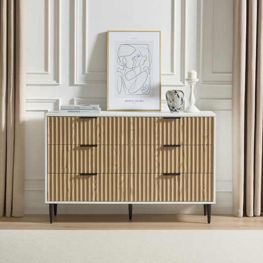 Evie 6 Drawer Chest - White/Wood Effect - DUSK