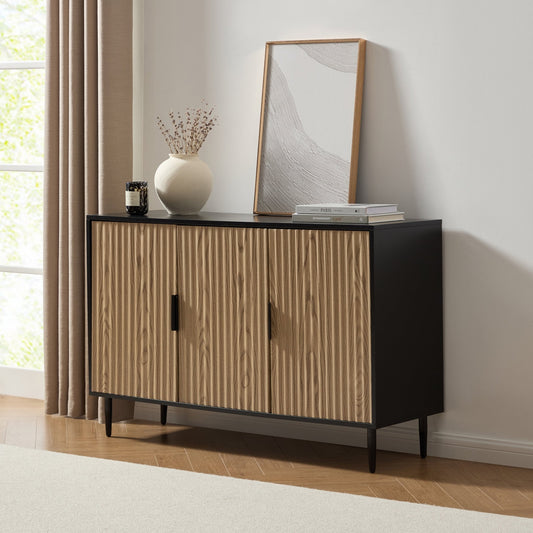 Evie Large Sideboard - Black/Wood Effect - DUSK