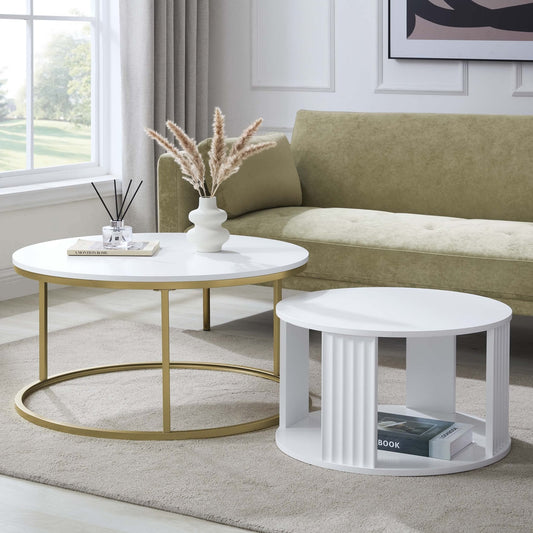 Evie Nesting Coffee Table - Warm White - DUSK