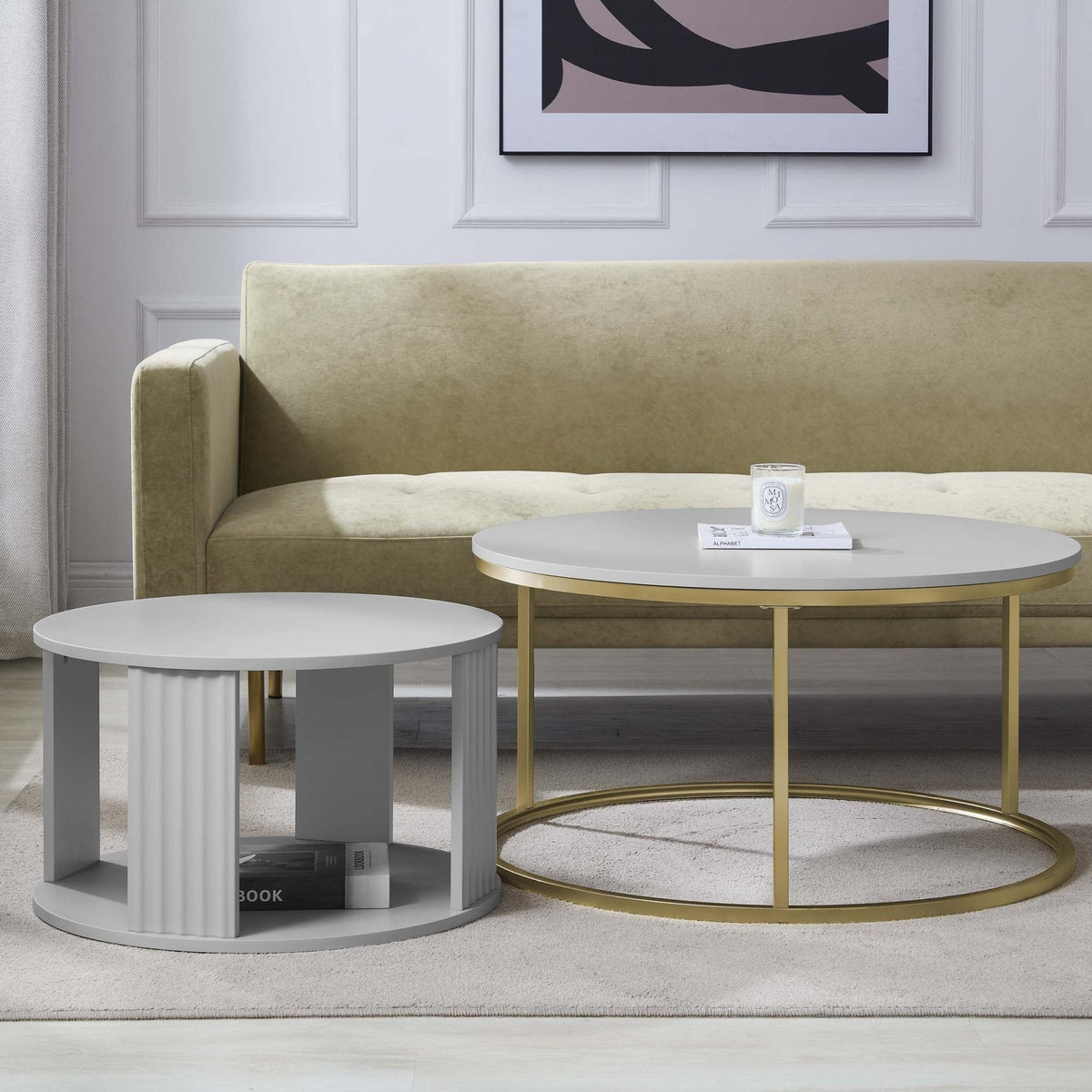 Evie Round Nesting Coffee Table - Grey - DUSK