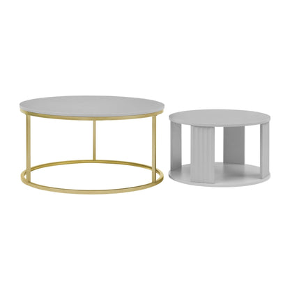 Evie Round Nesting Coffee Table - Grey - DUSK