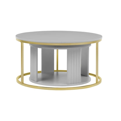 Evie Round Nesting Coffee Table - Grey - DUSK
