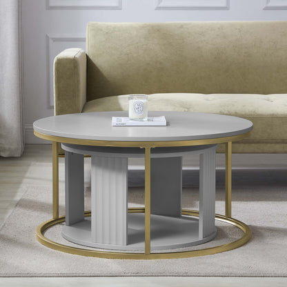 Evie Round Nesting Coffee Table - Grey - DUSK