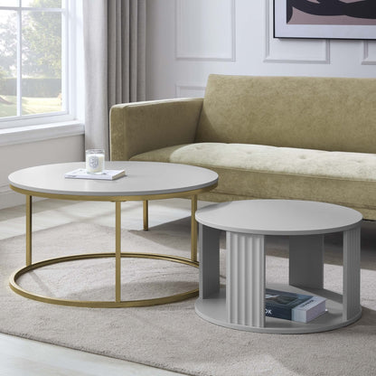 Evie Round Nesting Coffee Table - Grey - DUSK