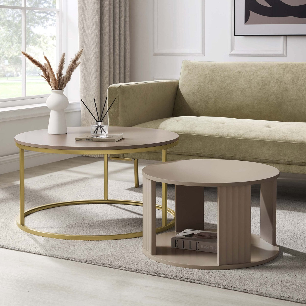 Evie Round Nesting Coffee Table - Taupe - DUSK