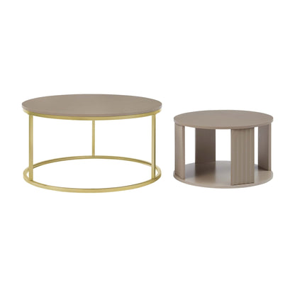 Evie Round Nesting Coffee Table - Taupe - DUSK