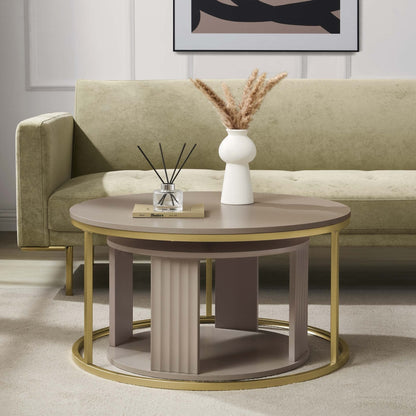 Evie Round Nesting Coffee Table - Taupe - DUSK