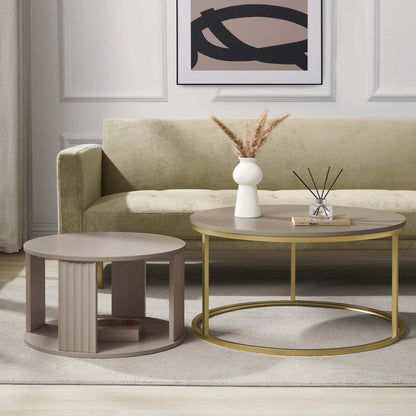 Evie Round Nesting Coffee Table - Taupe - DUSK