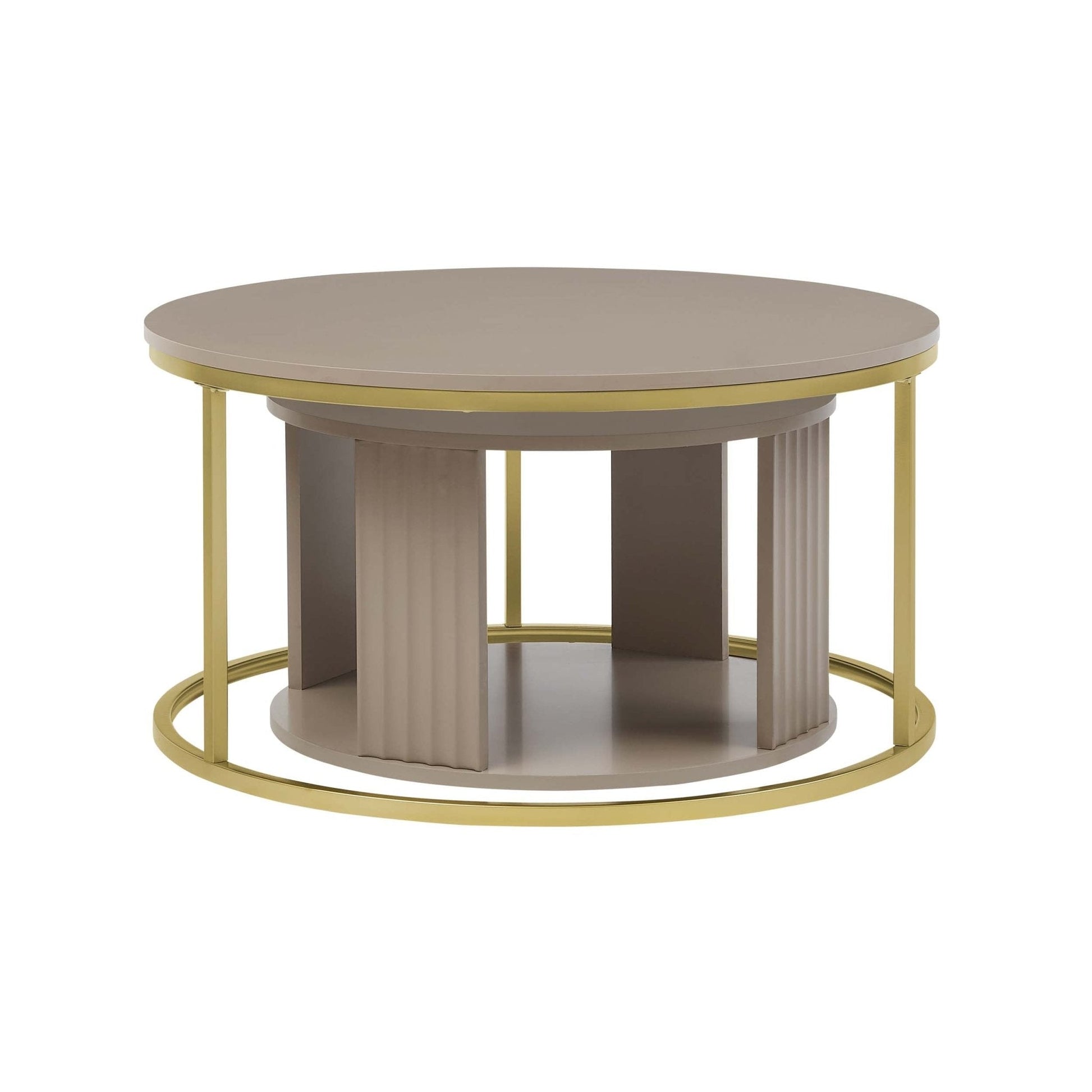 Evie Round Nesting Coffee Table - Taupe - DUSK