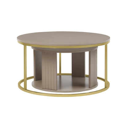 Evie Round Nesting Coffee Table - Taupe - DUSK