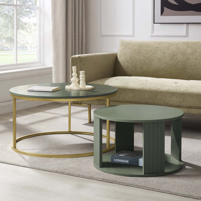 Evie Round Nesting Coffee Table - Vetiver - DUSK