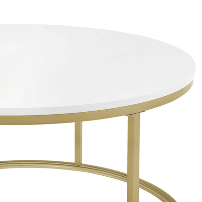 Evie Round Nesting Coffee Table - Warm White - DUSK