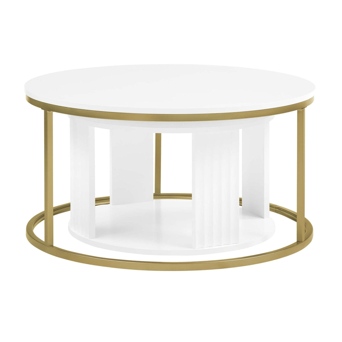 Evie Round Nesting Coffee Table - Warm White - DUSK