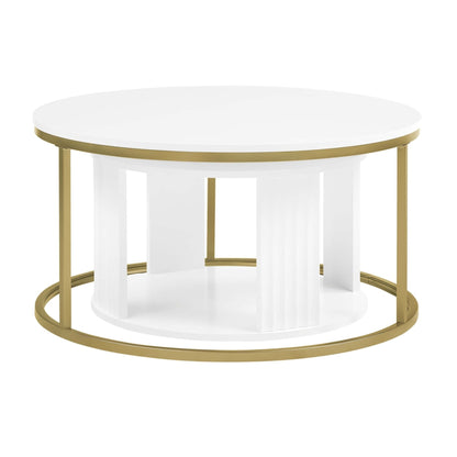 Evie Round Nesting Coffee Table - Warm White - DUSK