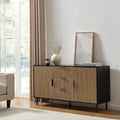 Evie Sideboard with Drawers - Black/Wood Effect - DUSK