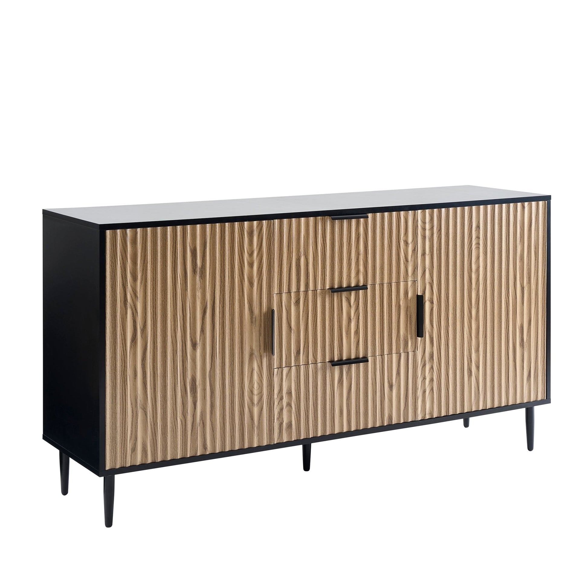 Evie Sideboard with Drawers - Black/Wood Effect - DUSK