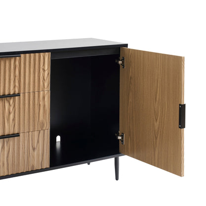 Evie Sideboard with Drawers - Black/Wood Effect - DUSK