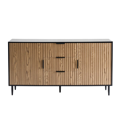 Evie Sideboard with Drawers - Black/Wood Effect - DUSK