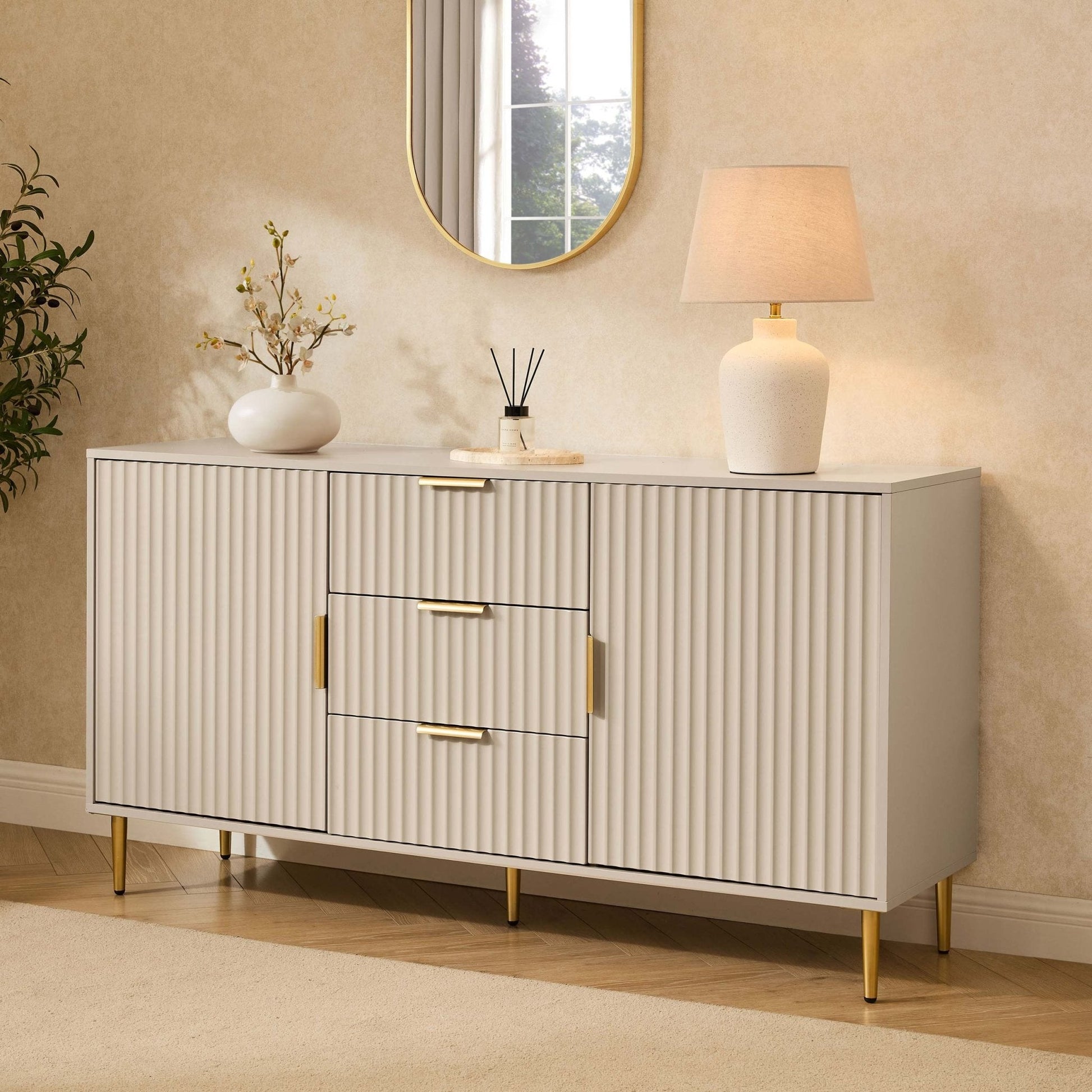Evie Sideboard with Drawers - Taupe - DUSK