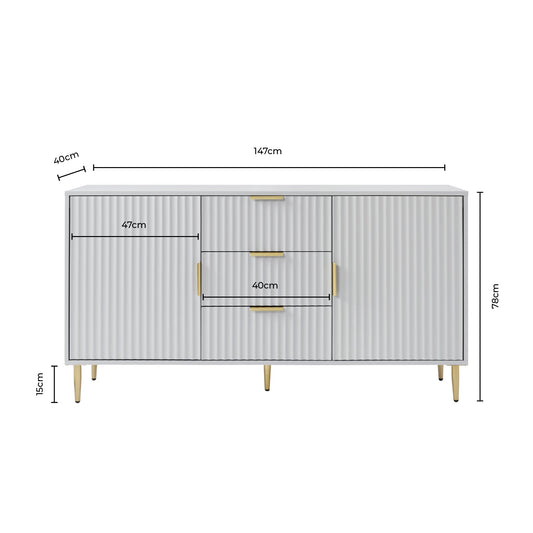 Evie Sideboard with Drawers - Warm White - DUSK