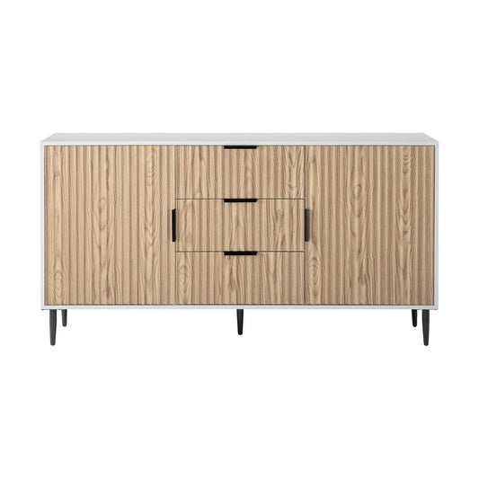 Evie Sideboard with Drawers - White/Wood Effect - DUSK