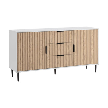 Evie Sideboard with Drawers - White/Wood Effect - DUSK