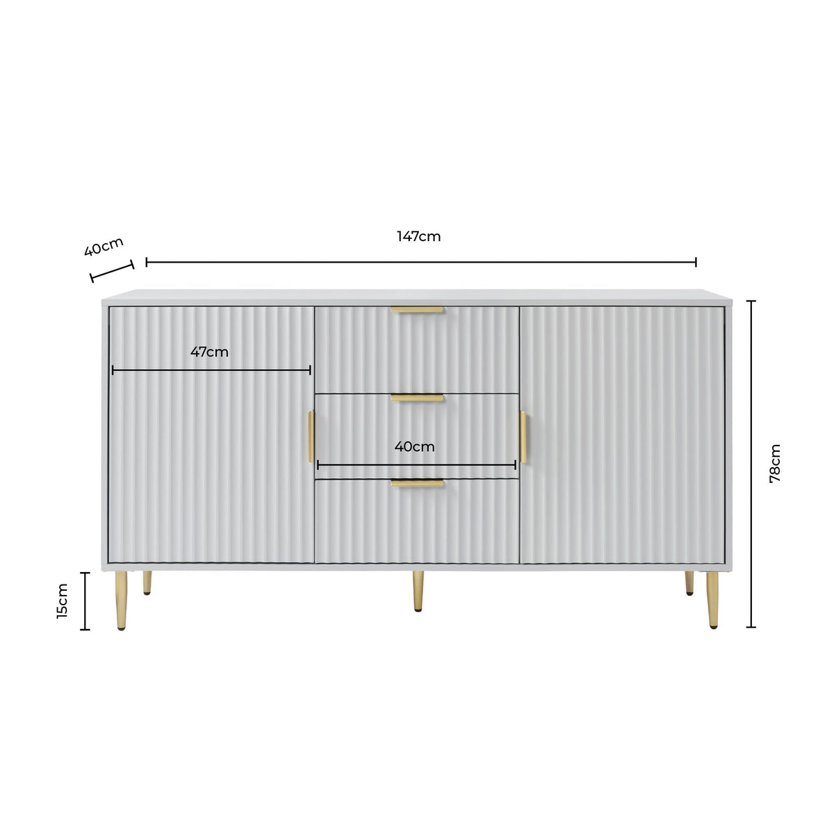 Evie Sideboard with Drawers - Wood Effect - DUSK