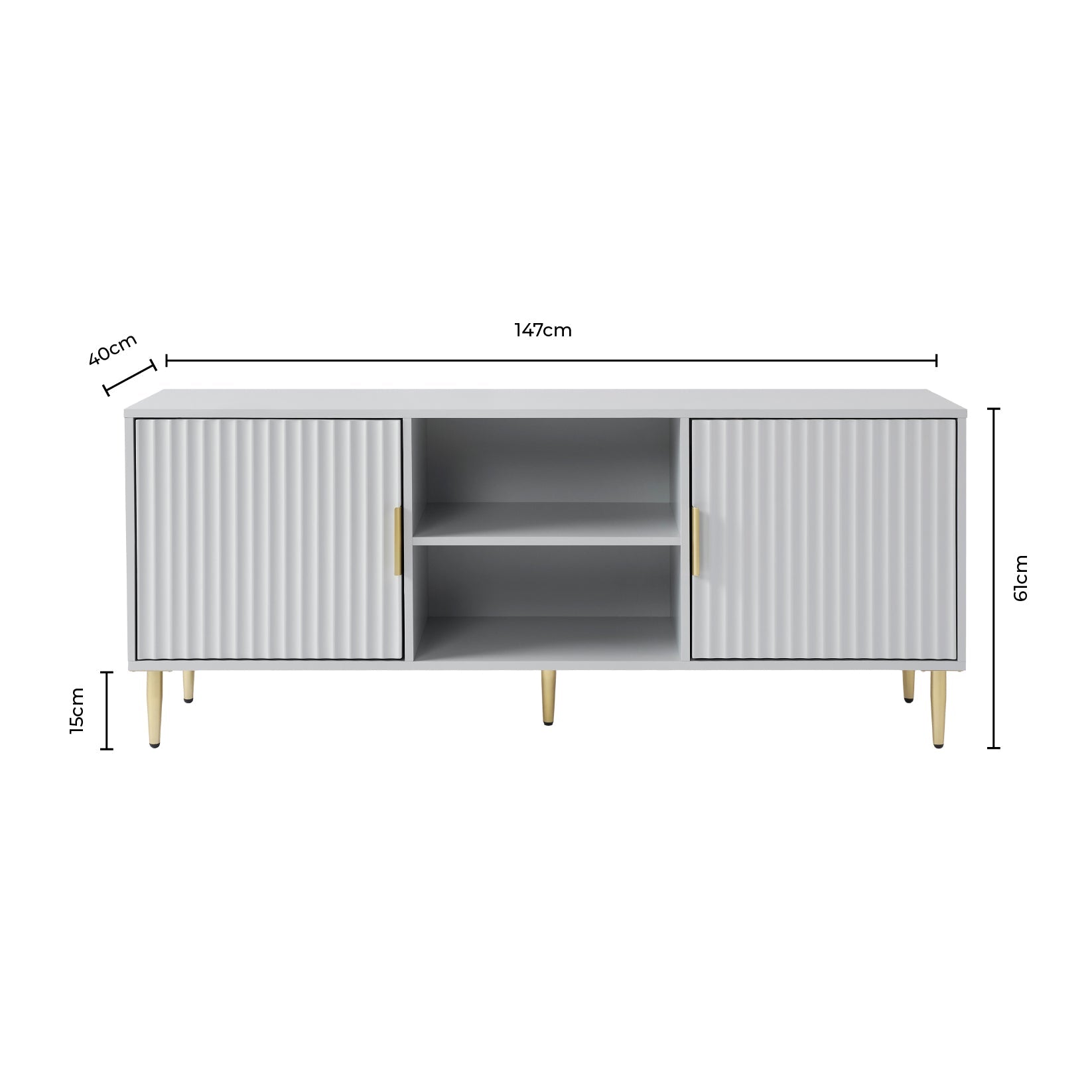 Evie TV Stand - Black/Wood Effect - DUSK