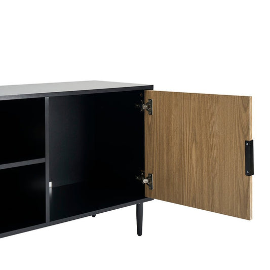 Evie TV Stand - Black/Wood Effect - DUSK