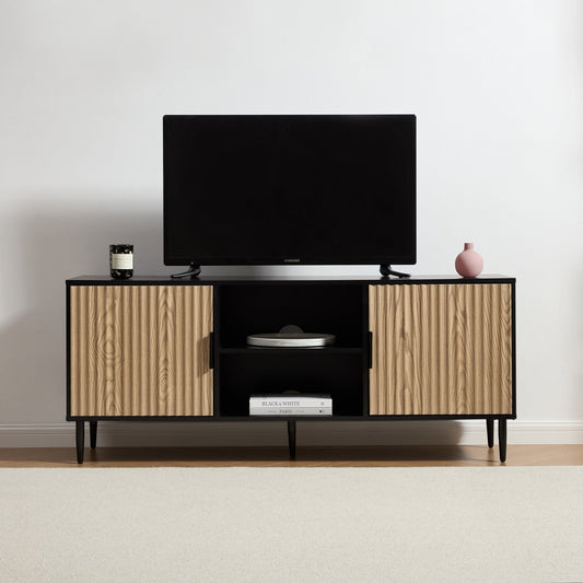 Evie TV Stand - Black/Wood Effect - DUSK