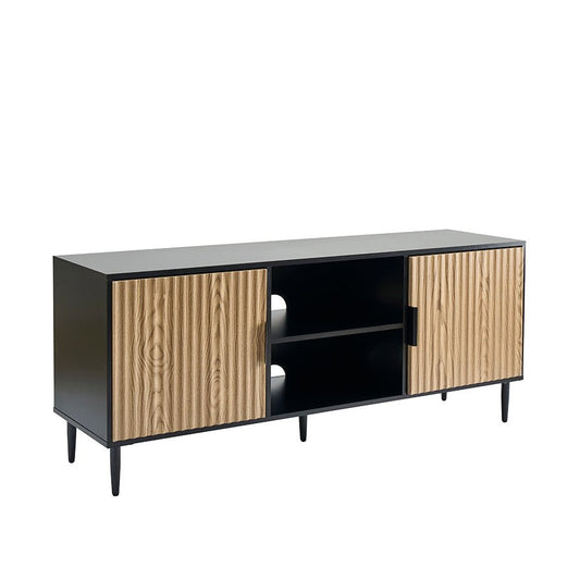 Evie TV Stand - Black/Wood Effect - DUSK