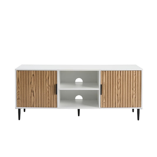 Evie TV Stand - White/Wood Effect - DUSK