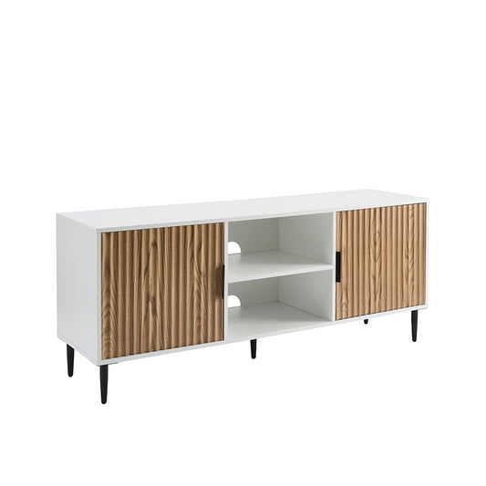 Evie TV Stand - White/Wood Effect - DUSK