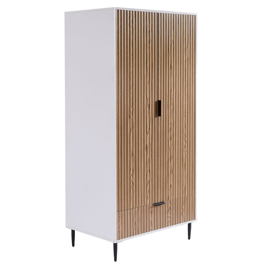 Evie Wardrobe - White/Wood Effect - DUSK