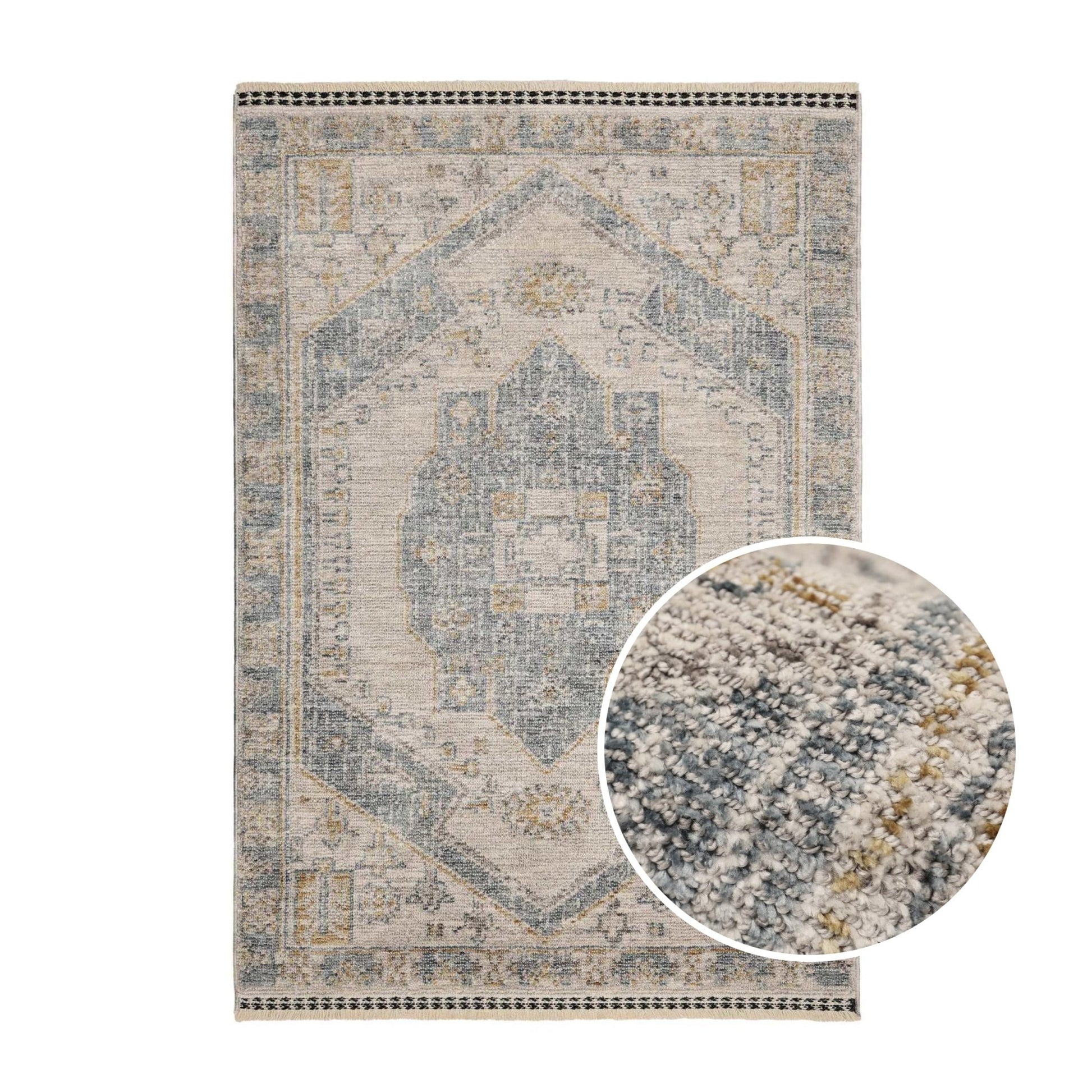 Ezra Traditional Tufted Edge Rug - Blue - DUSK