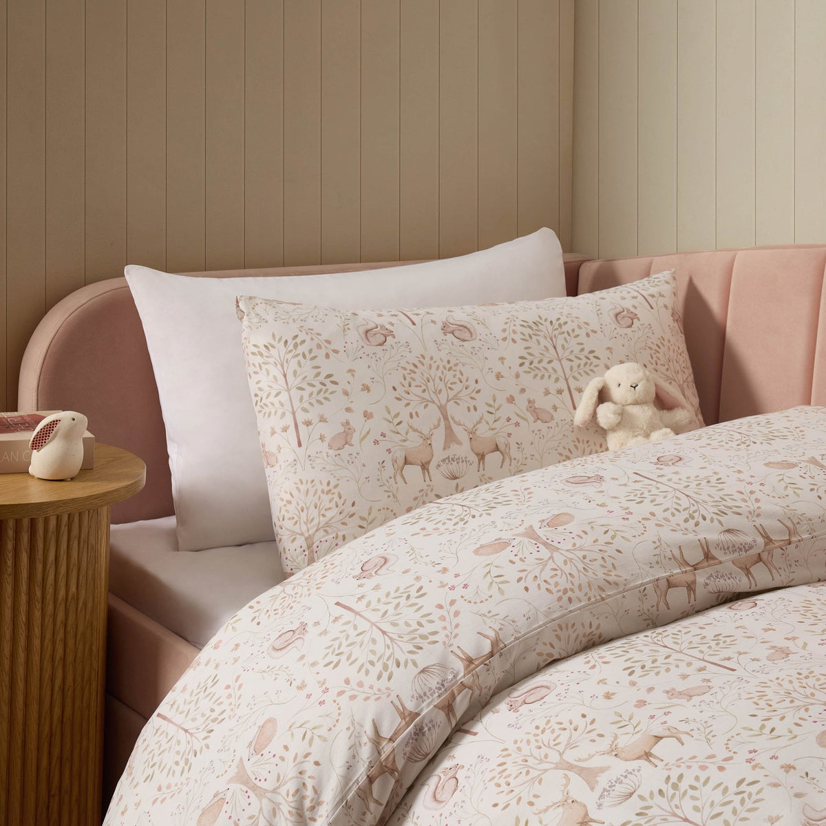 Faith Woodland 100% Cotton Kids Duvet Cover & Pillowcase Set - Natural - DUSK