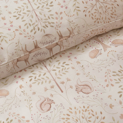 Faith Woodland 100% Cotton Kids Duvet Cover & Pillowcase Set - Natural - DUSK